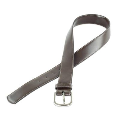 Alternate image for Handmade Dark Brown Mens Belt Smooth Elegance