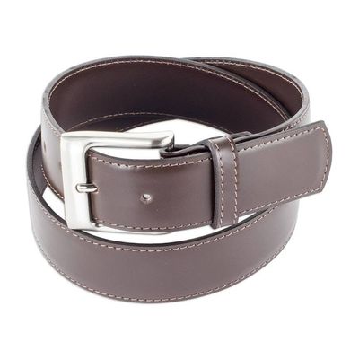 Alternate image for Hand Crafted Dark Brown Mens Leather Belt Subtle Elegance in Brown