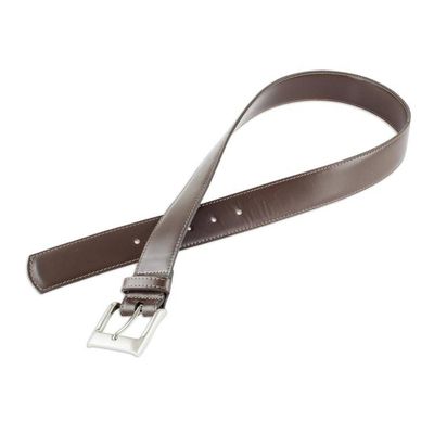 Alternate image for Hand Crafted Dark Brown Mens Leather Belt Subtle Elegance in Brown