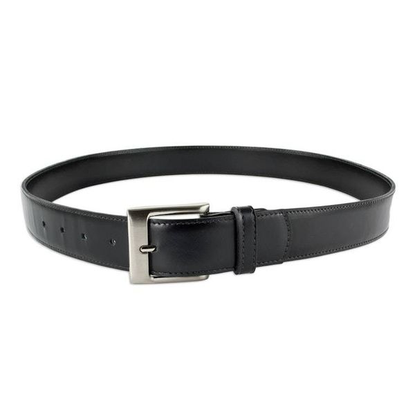 Alternate image for Mens Simple Black Leather Belt Subtle Elegance in Black