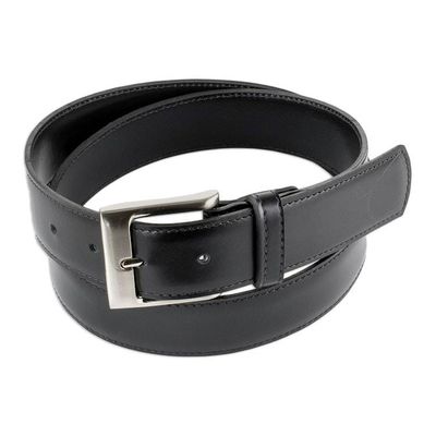 Alternate image for Mens Simple Black Leather Belt Subtle Elegance in Black