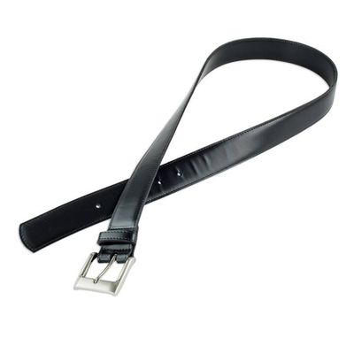 Alternate image for Mens Simple Black Leather Belt Subtle Elegance in Black