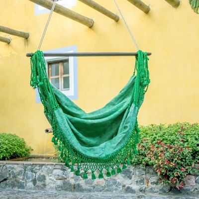Alternate image for Green Hand Crafted Cotton Hammock Swing from Guatemala Take Me to the Forest