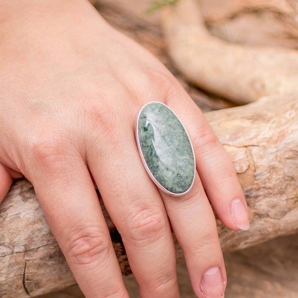 Alternate image for Sterling Silver Jade Cocktail Ring Sixth Star