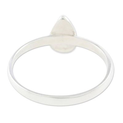 Alternate image for Dark Green Drop-Shaped Jade Single Stone Ring from Guatemala Dark Green Ancient Drop