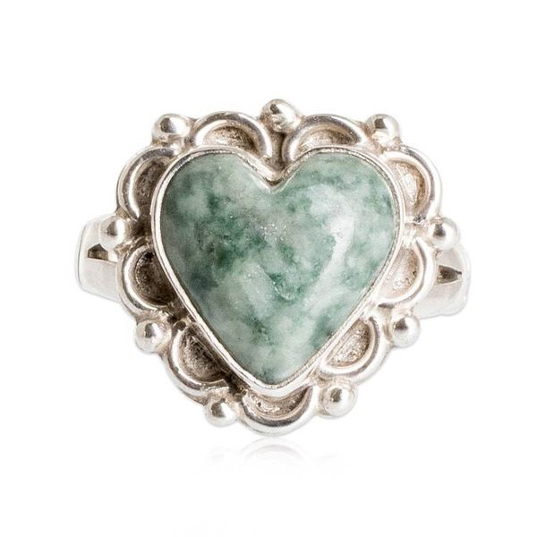 Alternate image for Jade Hearts on Sterling Silver Handcrafted Ring Zinnia Love