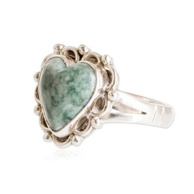 Alternate image for Jade Hearts on Sterling Silver Handcrafted Ring Zinnia Love