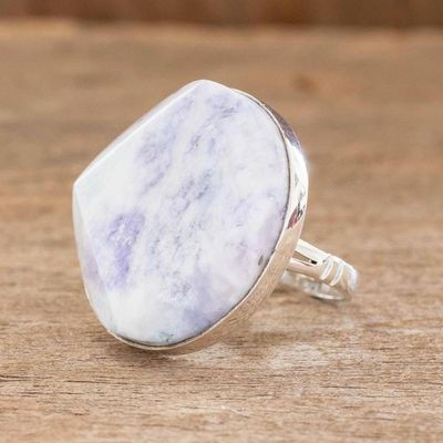 Alternate image for Handcrafted Sterling Silver Jade Cocktail Ring Loves Cycles in Lilac