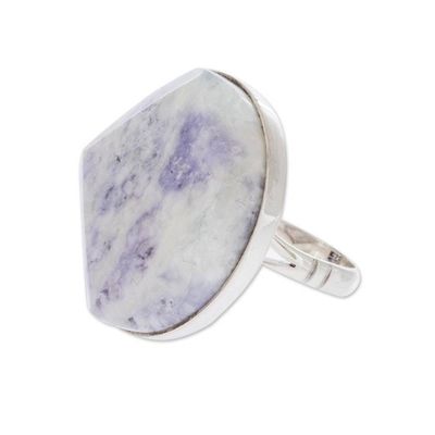 Alternate image for Handcrafted Sterling Silver Jade Cocktail Ring Loves Cycles in Lilac