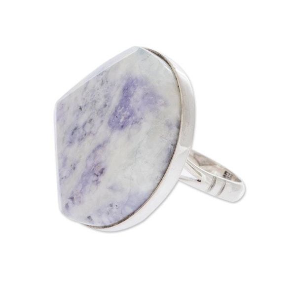 Alternate image for Handcrafted Sterling Silver Jade Cocktail Ring Loves Cycles in Lilac