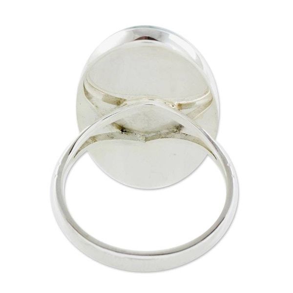 Alternate image for Handcrafted Minimalist Forest Green Jade and Silver Ring Shades of Green