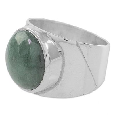 Alternate image for Jade and Sterling Silver Dome Ring from Guatemala Living Energy