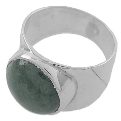 Alternate image for Jade and Sterling Silver Dome Ring from Guatemala Living Energy