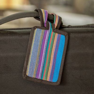 Primary image for Multicolored Cotton Luggage Tag Handmade in Guatemala Traveling Love