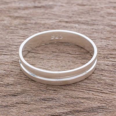 Alternate image for Artisan Crafted Sterling Silver Band Ring from Guatemala Eternal Elegance