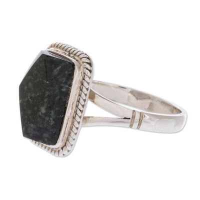 Alternate image for Sterling Silver Cocktail Jade Ring Maya Forest Princess
