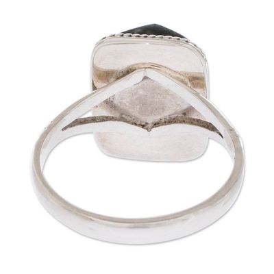 Alternate image for Sterling Silver Cocktail Jade Ring Maya Forest Princess