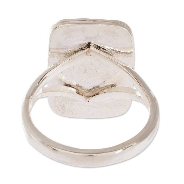 Alternate image for Sterling Silver Ring with Black Jade Stone from Guatemala Black Reflection
