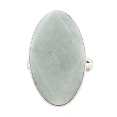 Alternate image for Sterling Silver and Light Green Jade Cocktail Ring Green Maya Mystique