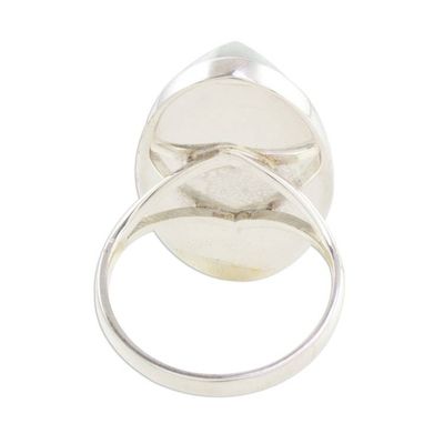 Alternate image for Sterling Silver and Light Green Jade Cocktail Ring Green Maya Mystique