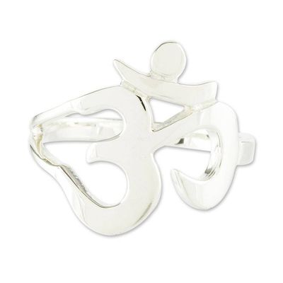 Alternate image for Artisan Crafted Om Symbol Cocktail Ring Spiritual Journey