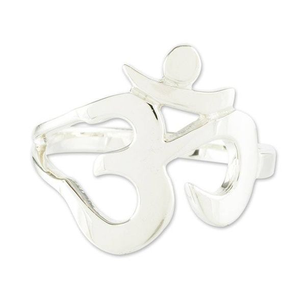 Alternate image for Artisan Crafted Om Symbol Cocktail Ring Spiritual Journey