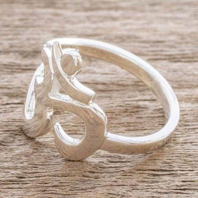 Alternate image for Artisan Crafted Om Symbol Cocktail Ring Spiritual Journey