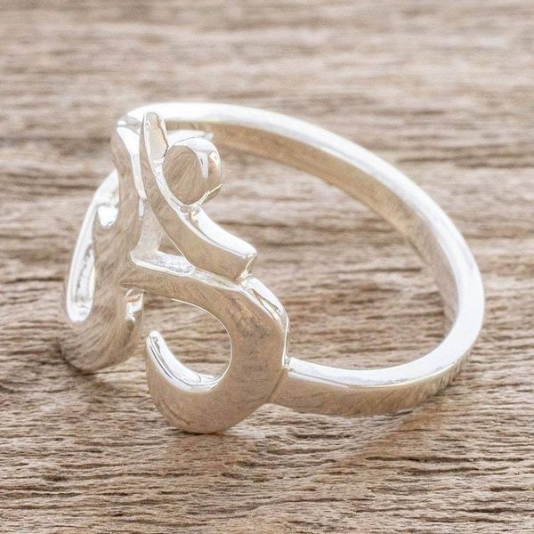 Alternate image for Artisan Crafted Om Symbol Cocktail Ring Spiritual Journey
