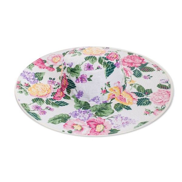 Alternate image for Floral Cotton Sun Hat with Ivory Piping and 4.5-Inch Brim Floral Space