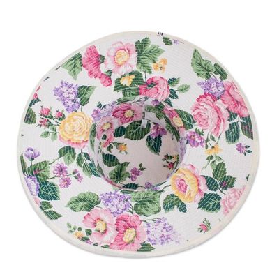 Alternate image for Floral Cotton Sun Hat with Ivory Piping and 4.5-Inch Brim Floral Space