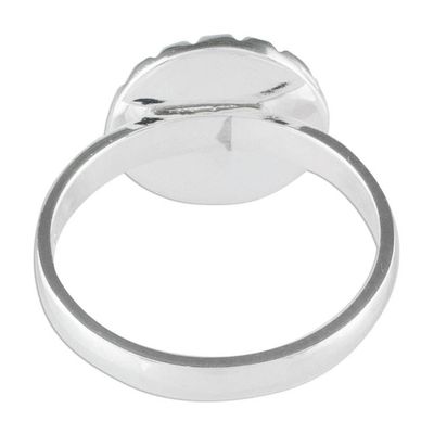 Alternate image for Sterling Silver Ring with an Apple Green Jade Circle Apple Green Moon