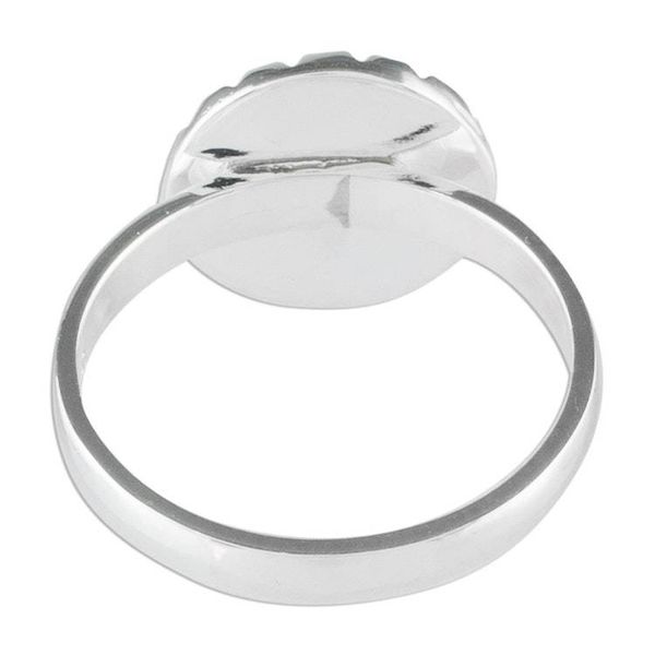 Alternate image for Sterling Silver Ring with an Apple Green Jade Circle Apple Green Moon
