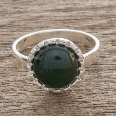 Primary image for Sterling Silver Ring with a Princess Green Jade Circle Princess Green Moon