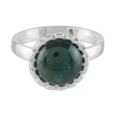 Alternate image for Sterling Silver Ring with a Princess Green Jade Circle Princess Green Moon