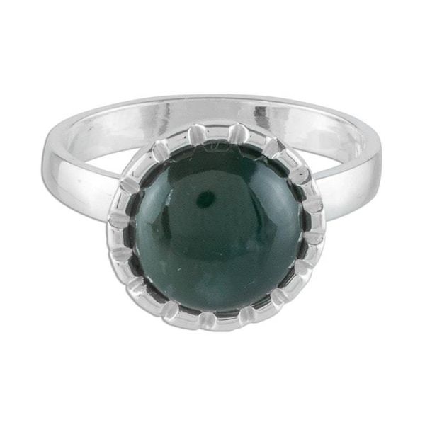 Alternate image for Sterling Silver Ring with a Princess Green Jade Circle Princess Green Moon