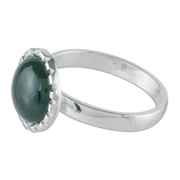 Alternate image for Sterling Silver Ring with a Princess Green Jade Circle Princess Green Moon