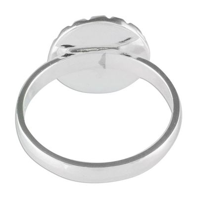 Alternate image for Sterling Silver Ring with a Princess Green Jade Circle Princess Green Moon
