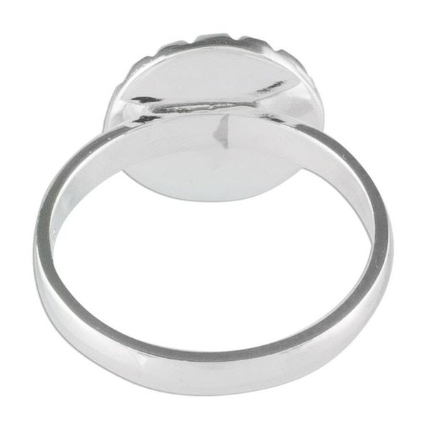 Alternate image for Sterling Silver Ring with a Princess Green Jade Circle Princess Green Moon