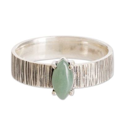 Alternate image for Striped Sterling Silver Single Stone Ring with Green Jade Vitality Stripes