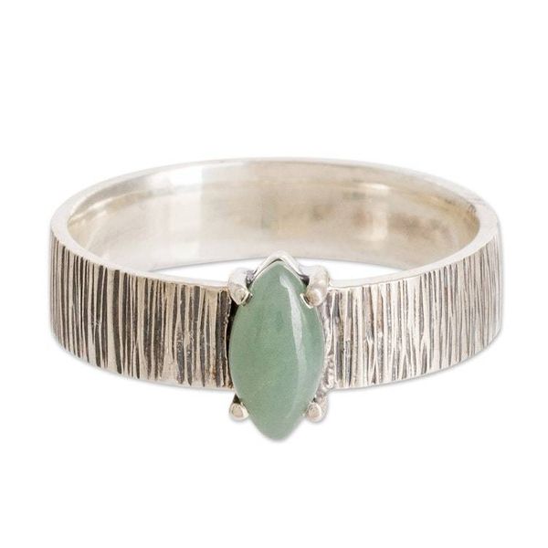 Alternate image for Striped Sterling Silver Single Stone Ring with Green Jade Vitality Stripes