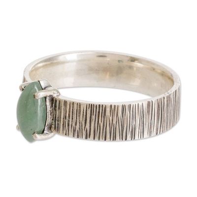 Alternate image for Striped Sterling Silver Single Stone Ring with Green Jade Vitality Stripes