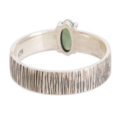 Alternate image for Striped Sterling Silver Single Stone Ring with Green Jade Vitality Stripes