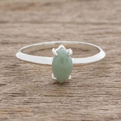 Alternate image for Sterling Silver Ring with Light Green Guatemalan Jade Cool Green Illusion