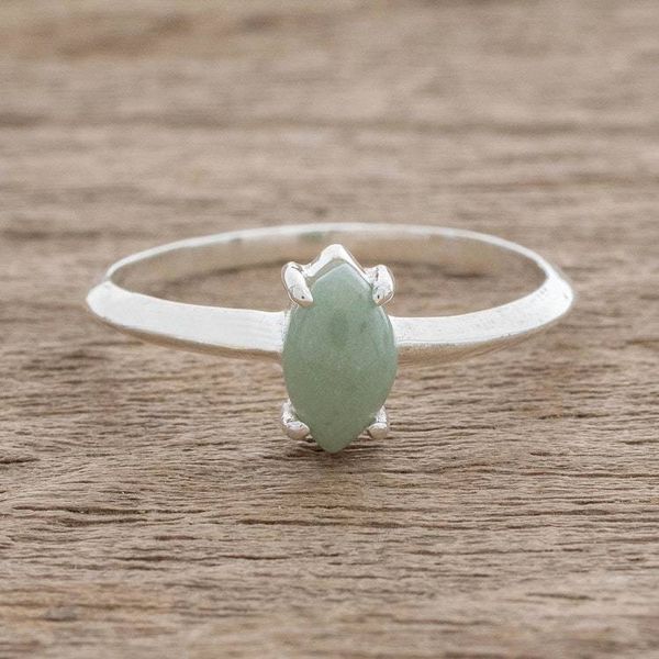 Alternate image for Sterling Silver Ring with Light Green Guatemalan Jade Cool Green Illusion