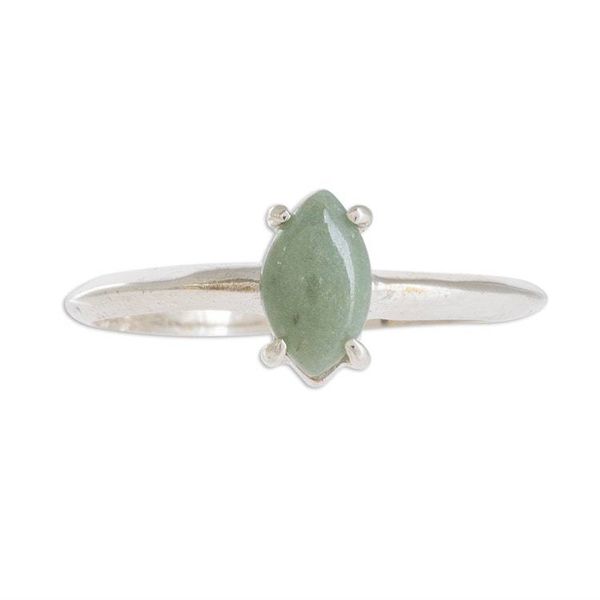 Alternate image for Sterling Silver Ring with Light Green Guatemalan Jade Cool Green Illusion