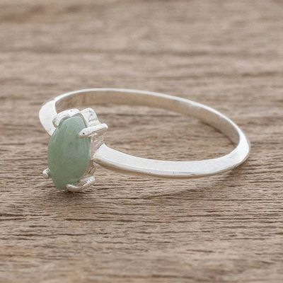 Alternate image for Sterling Silver Ring with Light Green Guatemalan Jade Cool Green Illusion