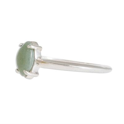 Alternate image for Sterling Silver Ring with Light Green Guatemalan Jade Cool Green Illusion