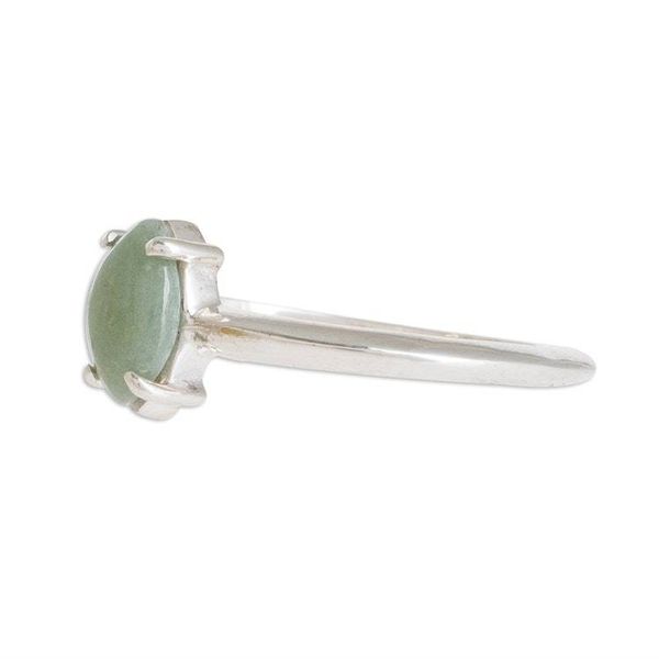 Alternate image for Sterling Silver Ring with Light Green Guatemalan Jade Cool Green Illusion