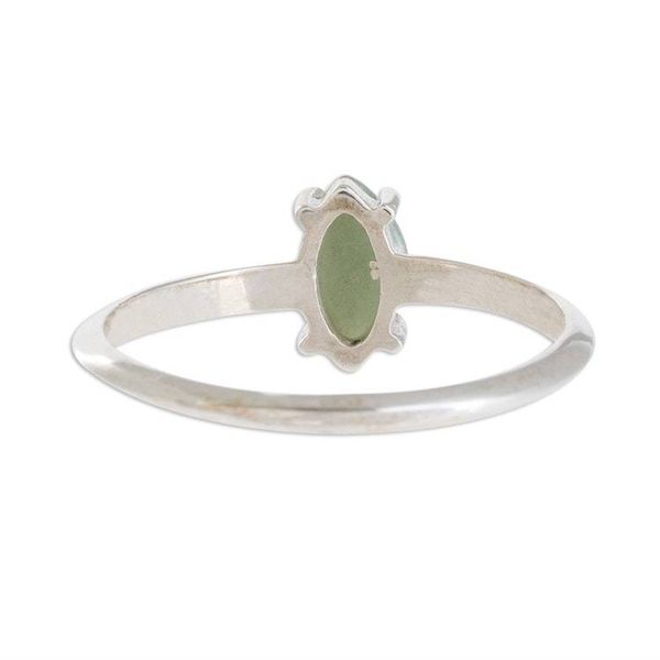 Alternate image for Sterling Silver Ring with Light Green Guatemalan Jade Cool Green Illusion