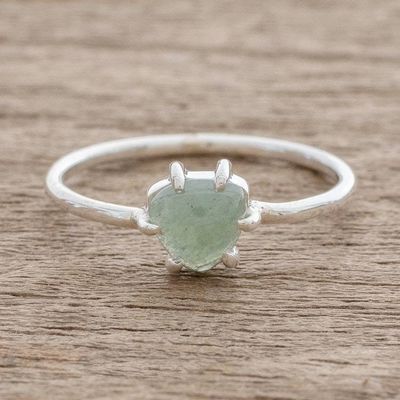 Primary image for Guatemalan Apple Green Jade and Sterling Silver Ring Apple Green Trillion